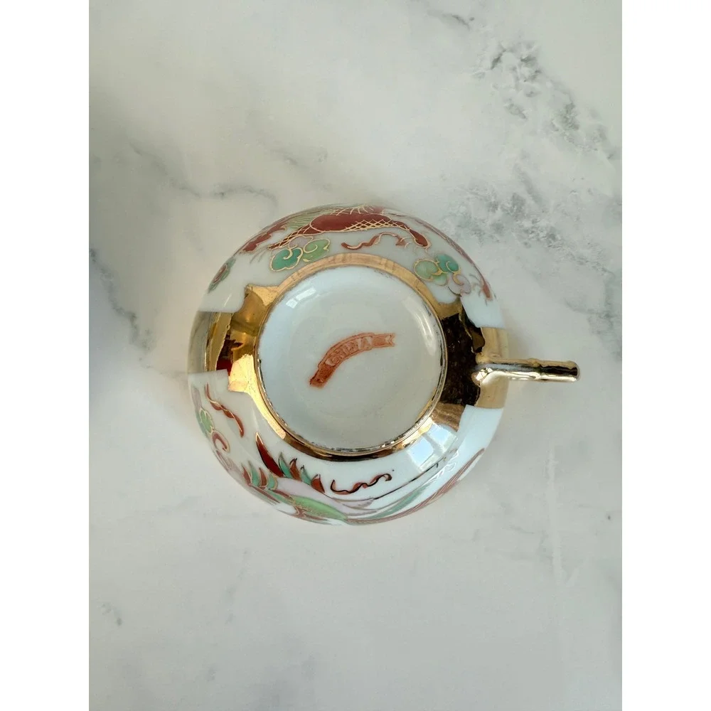 VTG Asian DragonWare and Phoenix 22K Gilded Teacup and Saucer